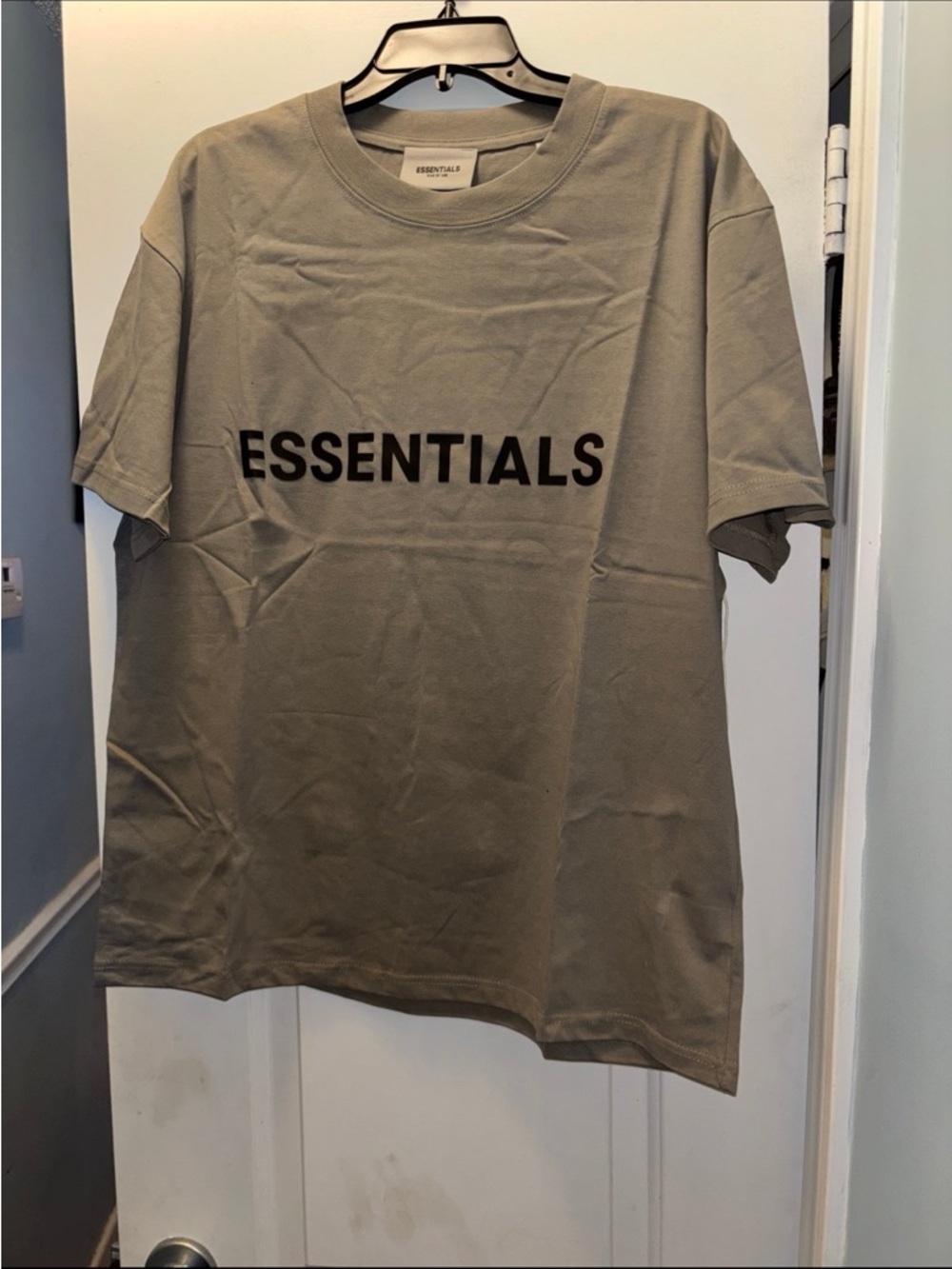 ESSENTIALS Short-Sleeve Logo Tee in Taupe